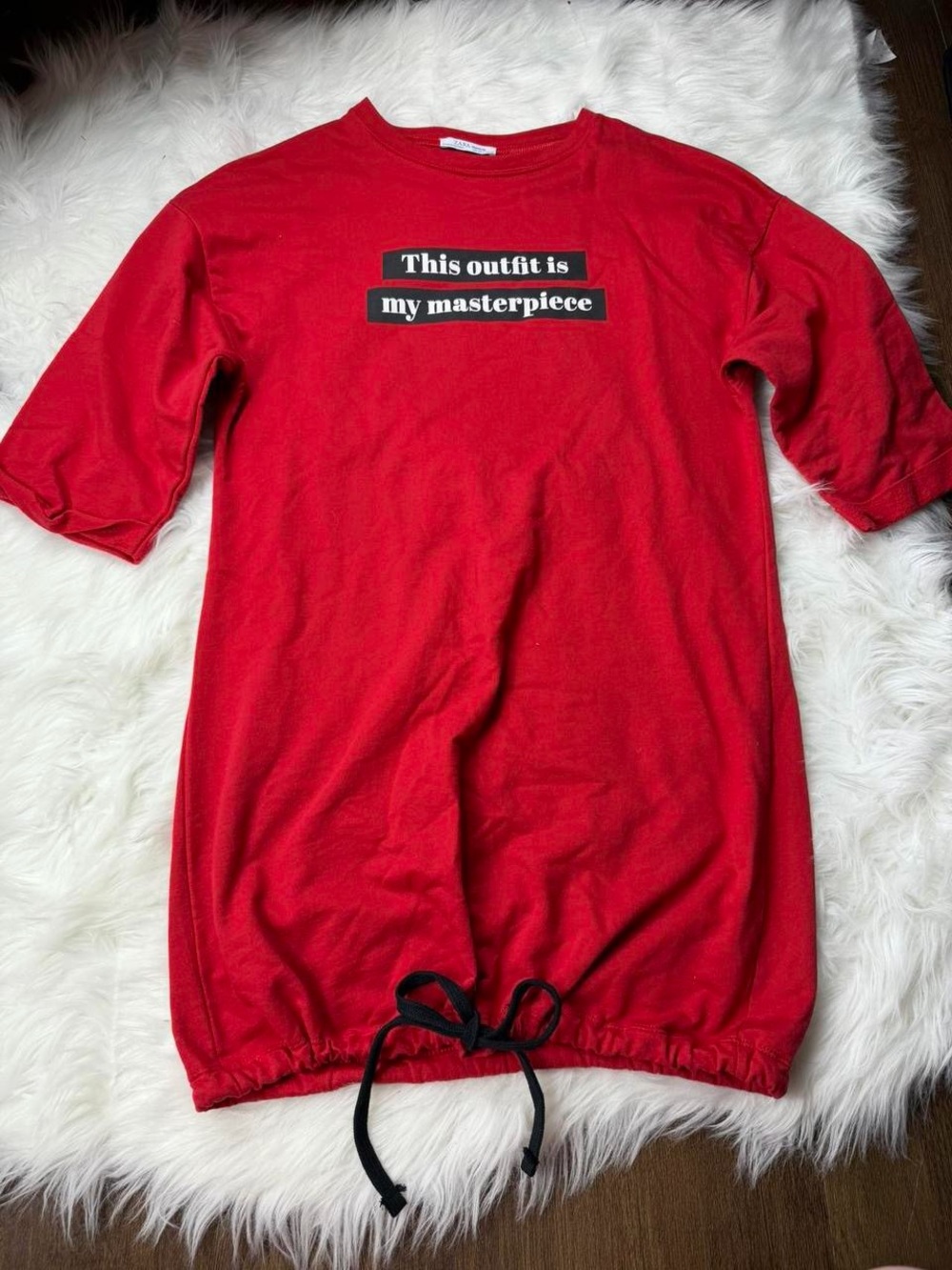 Zara Red Graphic T Shirt Dress